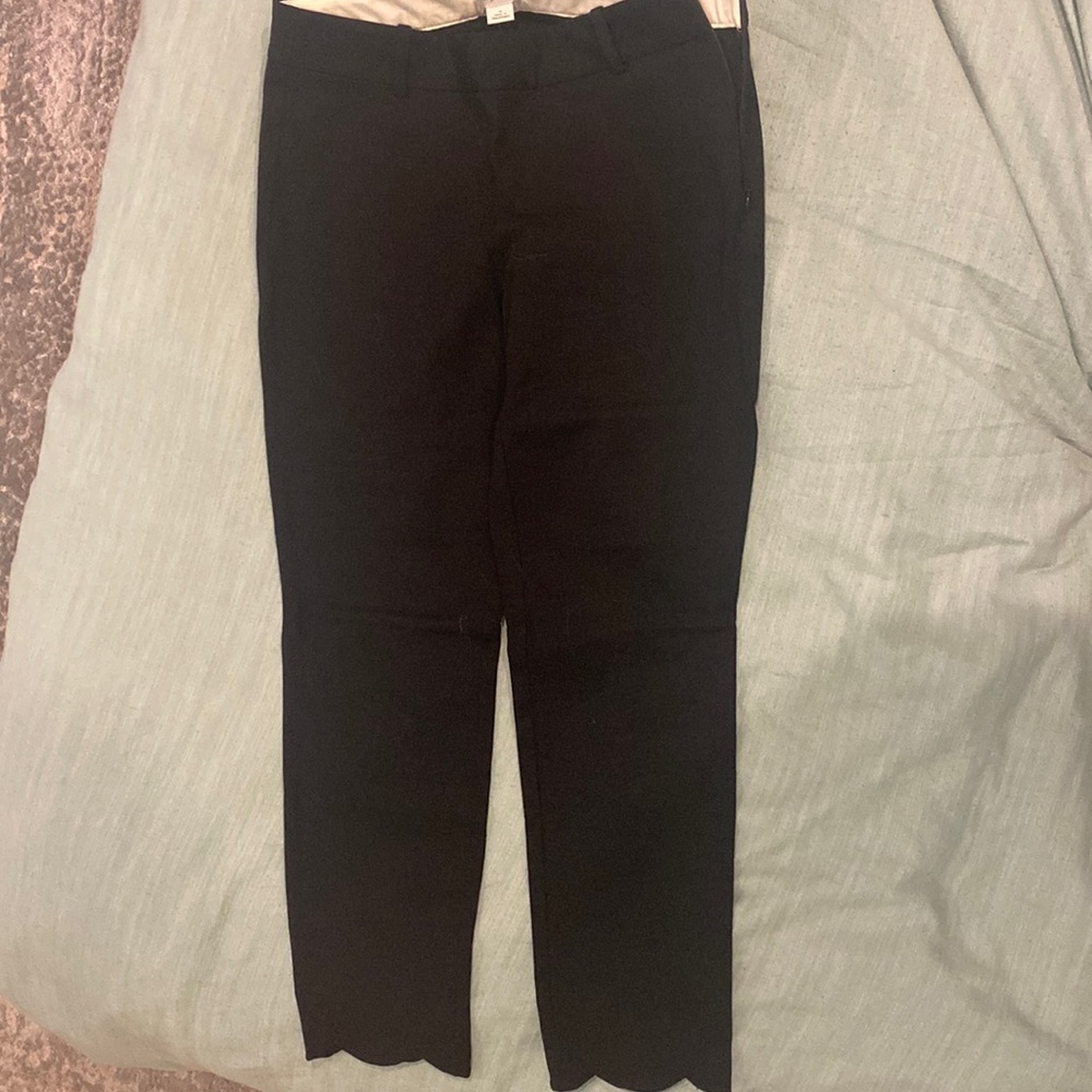 Jcrew scalloped hem black work pants